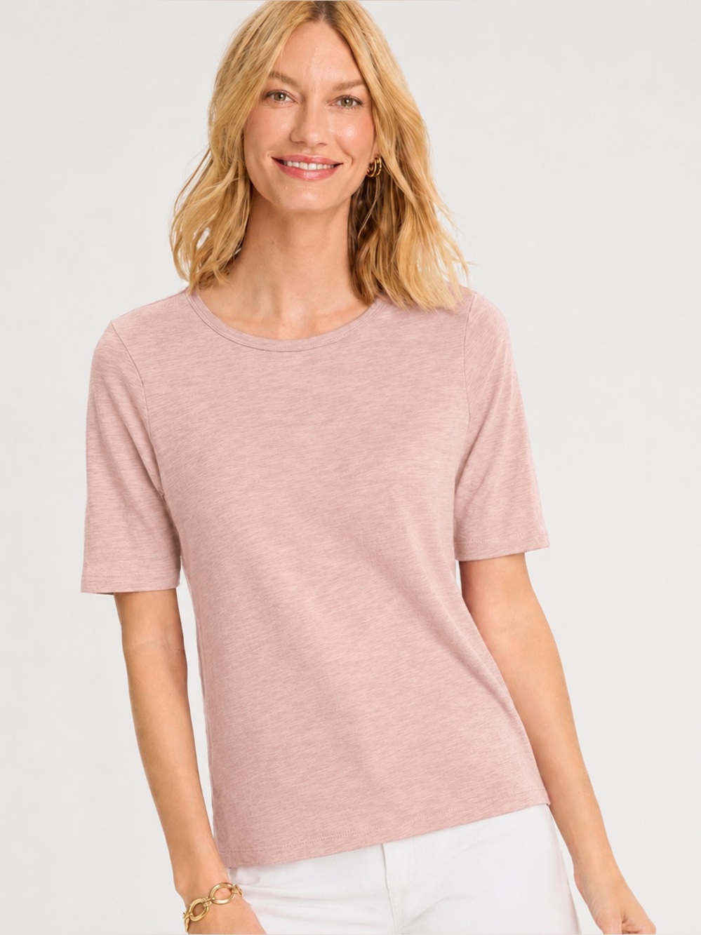 Chico's Light Blush Pink Short Sleeve Crew Tee